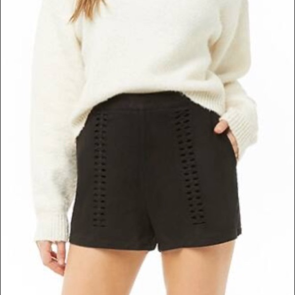 Faux Suede Braided Cutout Shorts